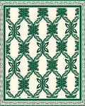 Emerald Green Interlocking Leaf Lattice Rug