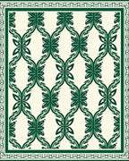 Emerald Green Interlocking Leaf Lattice Rug