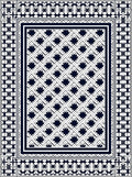 Navy White Interlocking Leaf Border Rug