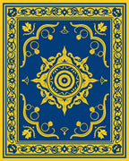 Royal Blue And Gold Medallion Emblem Rug