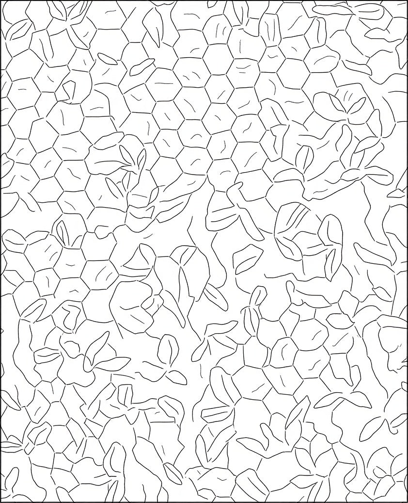 White Abstract Hexagonal Bloom Art Rug