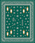 Emerald Lantern Snowflake Border Rug
