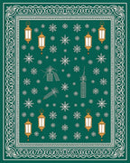 Emerald Lantern Snowflake Border Rug