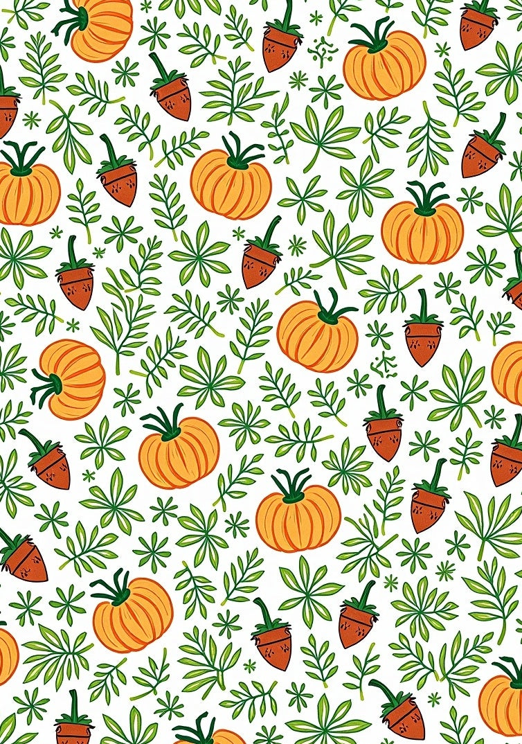 Autumn Orange Pumpkin Green Leaf Garden Rug