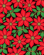 Vibrant Red Floral Outline Swirl Rug