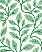 Lush Green Vine Leaf Pattern Rug