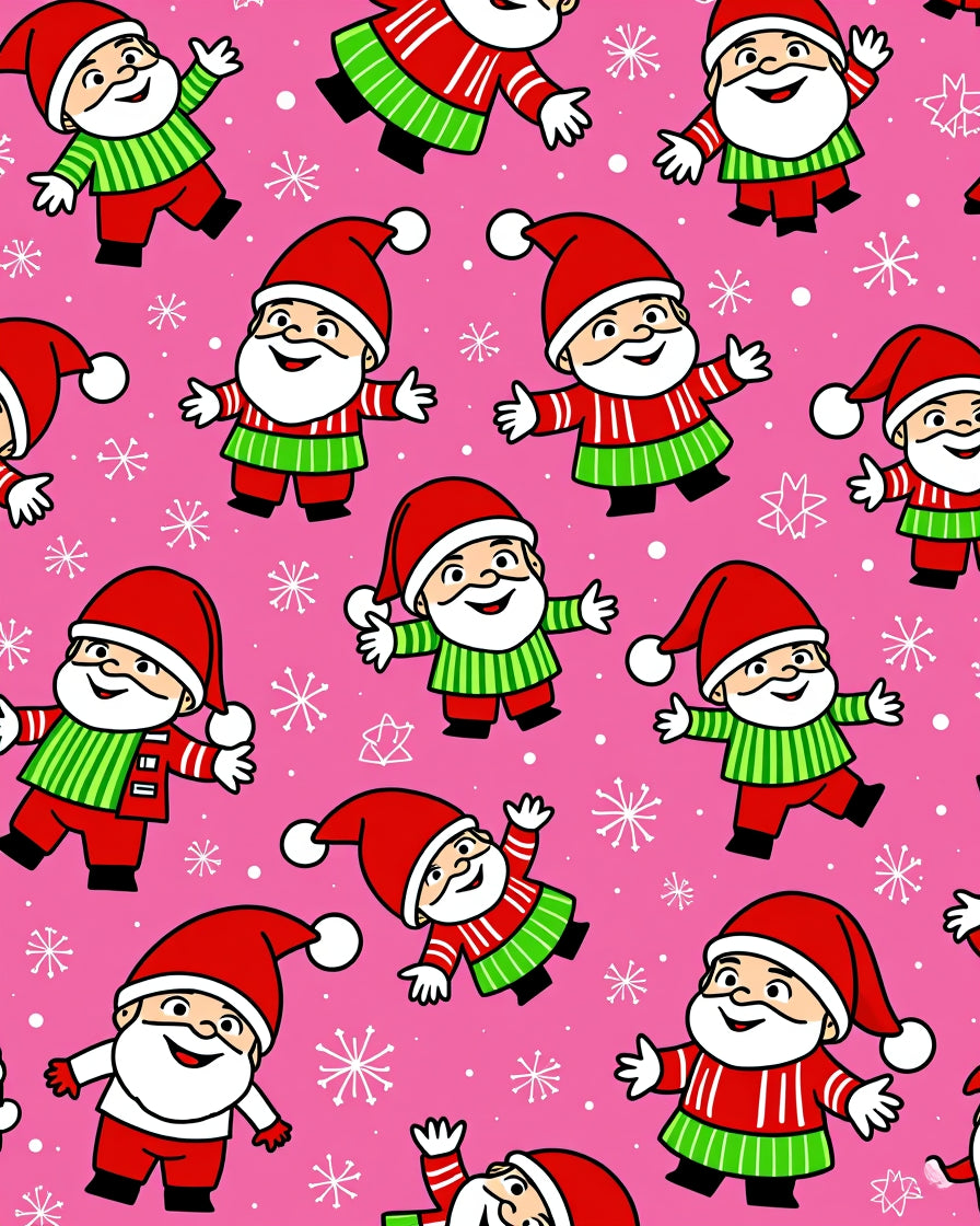 Pink Merry Santa Claus Snowflakes Rug