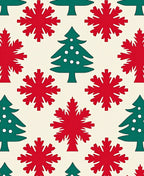 Festive Red Snowflake Christmas Tree Rug
