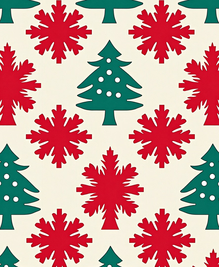 Festive Red Snowflake Christmas Tree Rug
