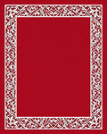 Crimson White Filigree Scrollwork Border Rug