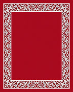Crimson White Filigree Scrollwork Border Rug