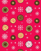 Red Cream Swirl Snowflake Cookies Rug