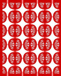 Bold Red White Symmetrical Oval Rug