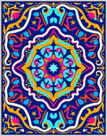 Vibrant Indigo Floral Sunburst Rug