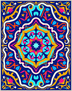 Vibrant Indigo Floral Sunburst Rug