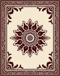 Rich Burgundy Floral Medallion Border Rug