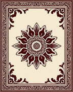 Rich Burgundy Floral Medallion Border Rug