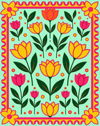 Bold Floral Garden Border Rug