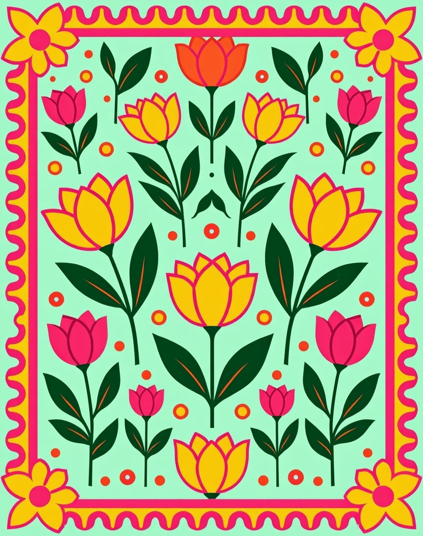 Bold Floral Garden Border Rug