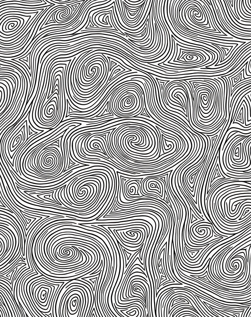 Black and White Swirling Lines Rug