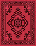 Bold Red Scrollwork Medallion Rug