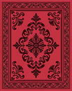Bold Red Scrollwork Medallion Rug