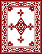 Deep Red Caged Flower Medallion Rug