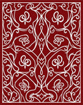 Crimson White Floral Vine Scroll Rug