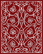 Crimson White Floral Vine Scroll Rug