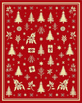 Crimson Holiday Festive Tree Snowflakes Rug