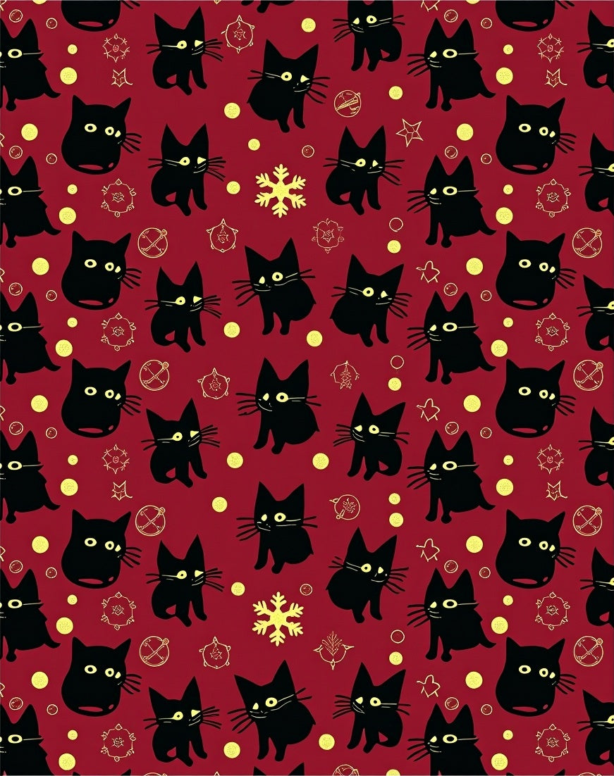 Crimson Black Cat Whimsy Collection Rug