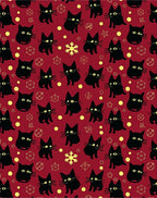 Crimson Black Cat Whimsy Collection Rug