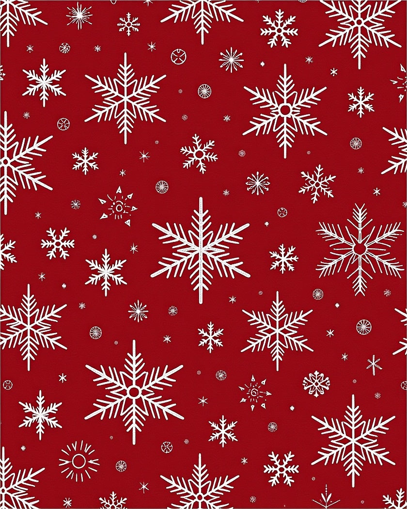 White Snowflakes on Red Background Rug