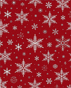 White Snowflakes on Red Background Rug