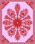 Crimson Floral Vine Medallion Rug