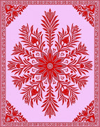 Crimson Floral Vine Medallion Rug
