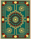 Teal Yellow Sunburst Medallion Rug