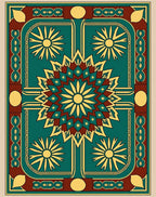 Teal Yellow Sunburst Medallion Rug