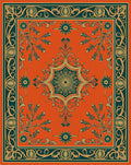 Ornate Teal Geometric Floral Medallion Rug