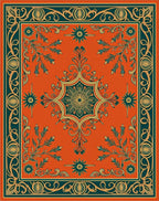 Ornate Teal Geometric Floral Medallion Rug