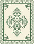 Ornate Emerald Floral Medallion Border Rug