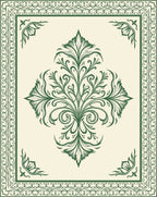 Ornate Emerald Floral Medallion Border Rug
