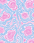 Pink Blue Wavy Floral Swirl Rug