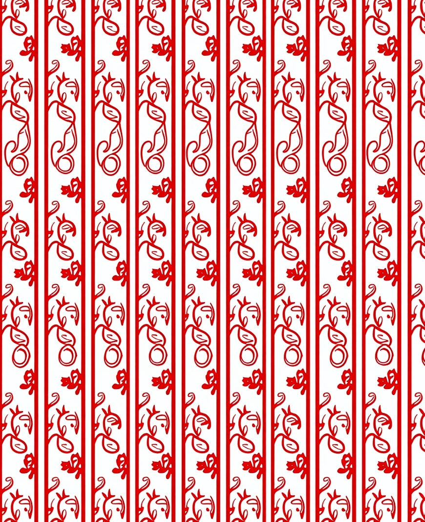 Red Floral Vine Stripe Rug
