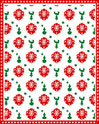 Red Green Festive Folk Art Rug