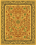 Golden Brown Floral Scroll Border Rug