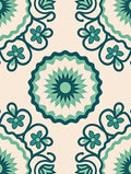 Teal Ivory Floral Medallion Rug