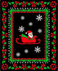 Christmas Santa Sleigh Snowflakes Border Rug