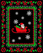 Christmas Santa Sleigh Snowflakes Border Rug