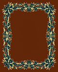 Deep Teal Floral Scroll Border Rug